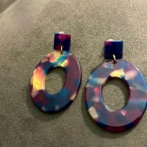 Purple and yellow acrylic earrings